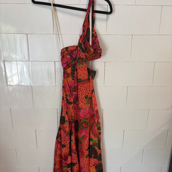 farm rio blooming garden one shoulder maxi dress Farm Rio XL Blooming Garden One Shoulder Maxi Dress $275 NEW